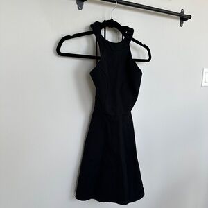 Open Back Seven Sisters Black Flowy Mini Dress (XS)